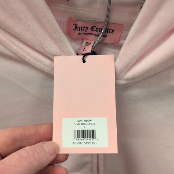 JUICY COUTURE OG Bling Velour TRACKSUIT 2 Piece Set Pink Sweatsuit Size L NWT - Picture 10 of 10